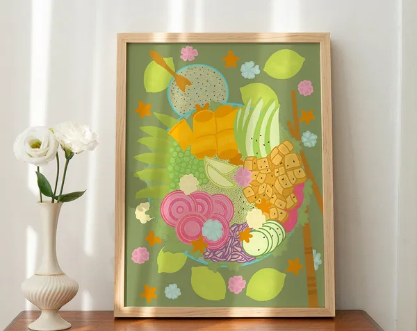 Rice Bowl Illustration, Oriental Food Poster