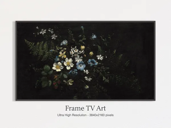 Vintage Flower Still Life Art Print, Moody Flowers