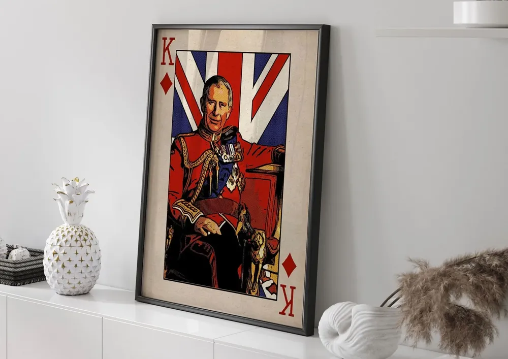 King Charles III Portrait of Diamonds Art Print