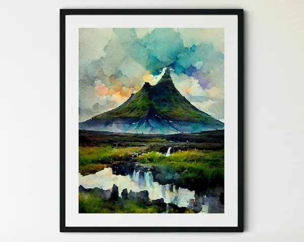 Kirkjufell Iceland Travel Poster, Scandinavian Landscape