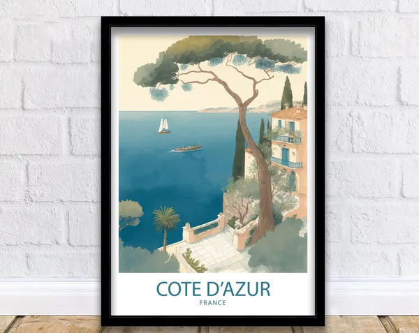 Cote D Azur Travel Poster, France Art Print