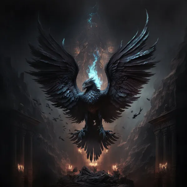 Obsidian Phoenix Fantasy Art Poster