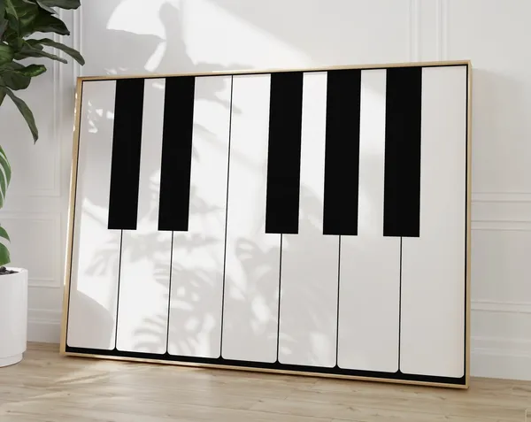 Piano Keys Minimalist Retro Poster, Music Room Decor