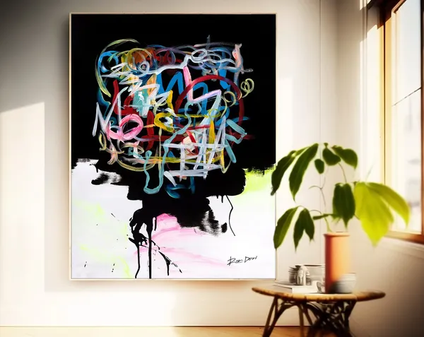 Black Abstract Art Print, Modern Vertical Decor