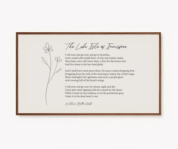 The Lake Isle Of Innisfree, Yeats Minimalist Art Print