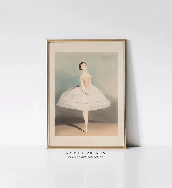 Vintage Ballerina Nursery Watercolor Art Print