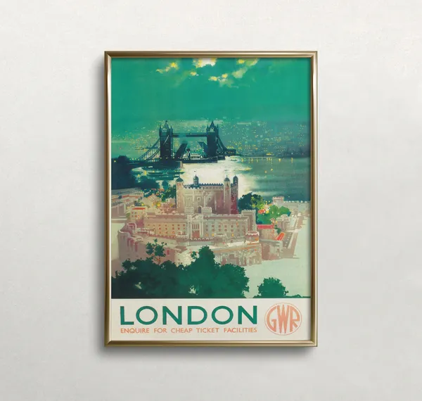 London Travel Poster, Vintage Tower of London Print