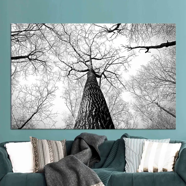 Black White Tree Art Print, Minimalist Nature Decor