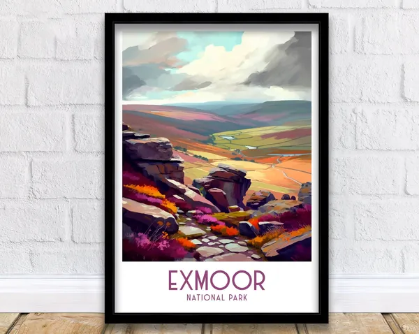 Exmoor National Park Travel Poster, Landscape Print