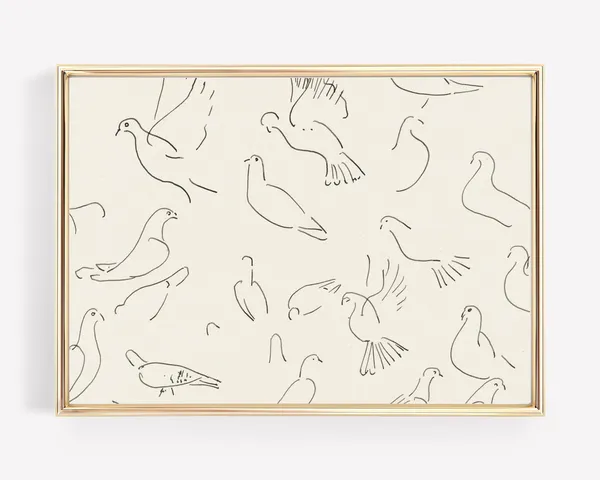 Vintage Bird Nursery Art Print, Neutral Decor