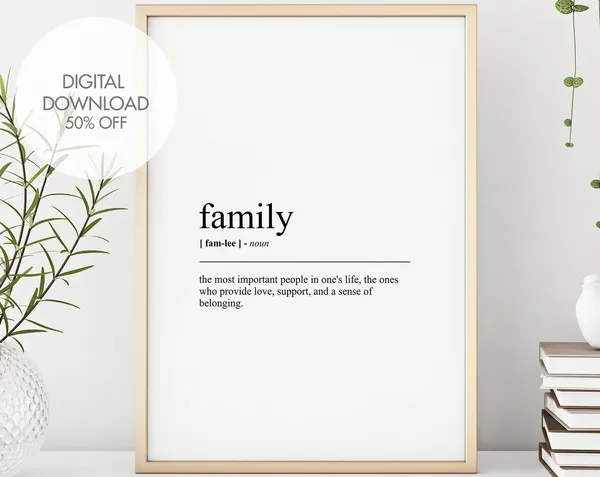 Family Definition Typography Art Print, Dictionary Style