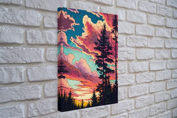 Pacific Northwest Forest Landscape, Abstract Art Print