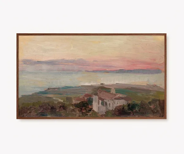 Colorful Vintage Sunset Seascape Art Print