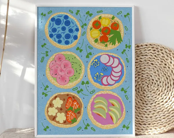 Rice Cakes Illustration Vintage Kitchen Art Print