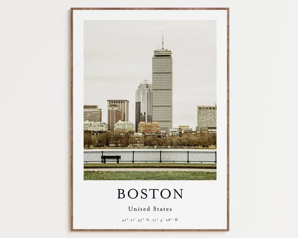 Boston City Travel Poster, Massachusetts Poster Print