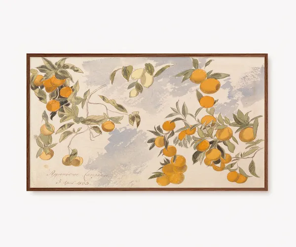 Vintage Fruit Trees Watercolor Art Print
