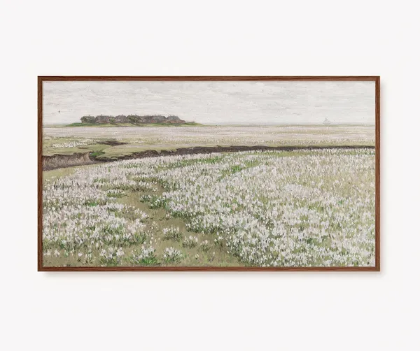 Spring Landscape Oil Painting, Rustic Farmhouse Decor