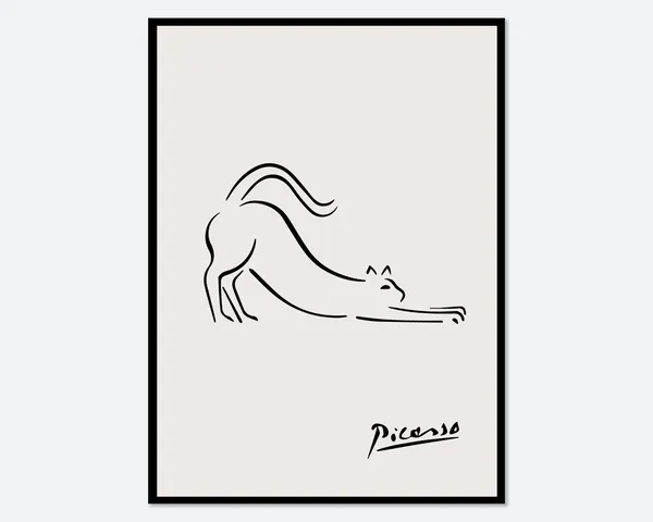 Pablo Picasso Cat Sketch Line Drawing Art Print