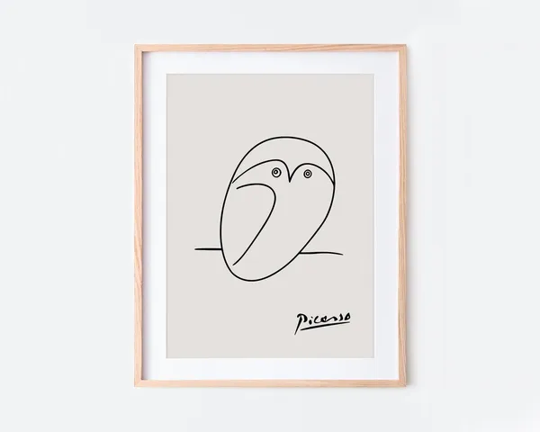 Pablo Picasso Owl Sketch Line Drawing Art Print