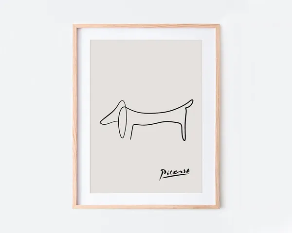 Picasso-Inspired Dachshund Line Art Poster