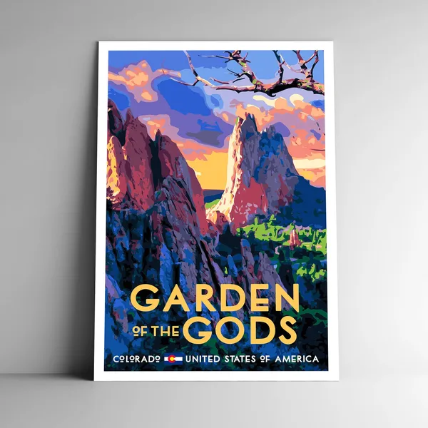 Garden Of The Gods Vintage Travel Poster, Colorado Springs