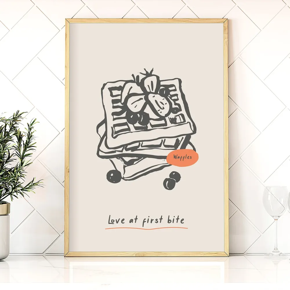 Breakfast Waffles Vintage Food Poster, Kitchen Decor - Image 4
