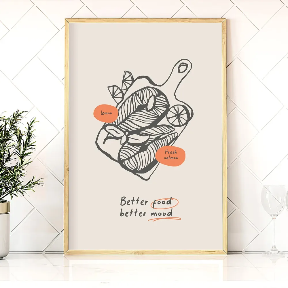Salmon Vintage Food Poster, Modern Kitchen Art Print - Image 4