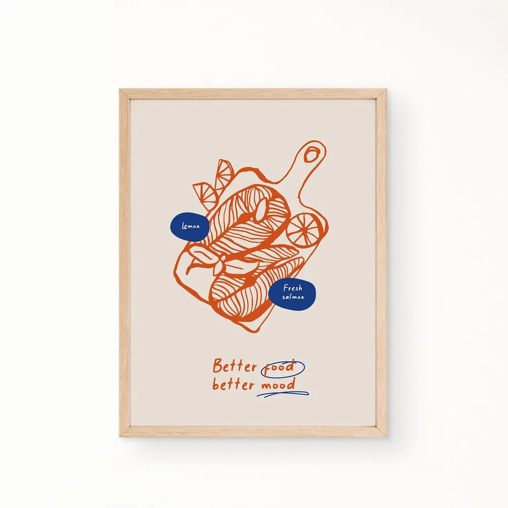 Salmon Vintage Food Poster, Modern Kitchen Art Print - Image 3