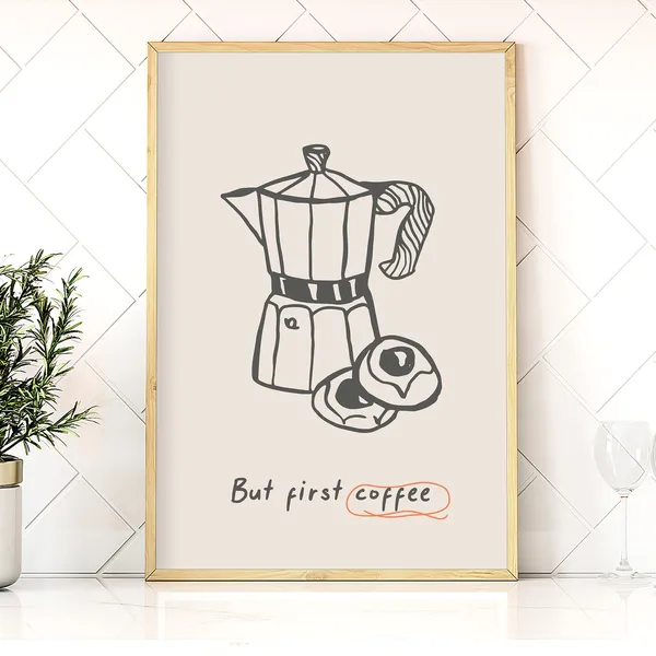 Coffee Pot Maker Vintage Food Poster, Kitchen Wall Art