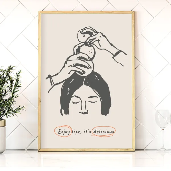 Fruit Food Girl Poster Print, Modern Kitchen Decor