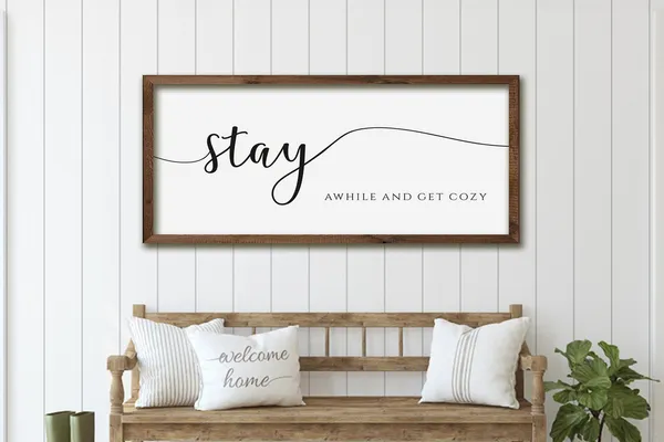 Stay Awhile Guest Room Farmhouse Wall Art Print