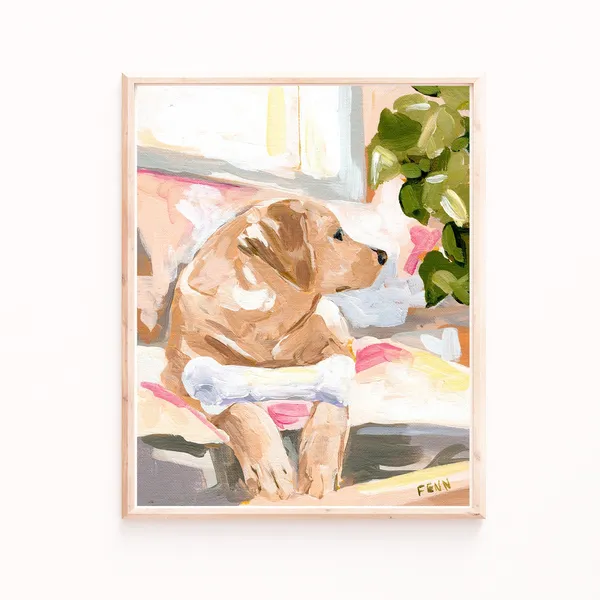 Labrador Dog Art Print, Yellow Lab Painting