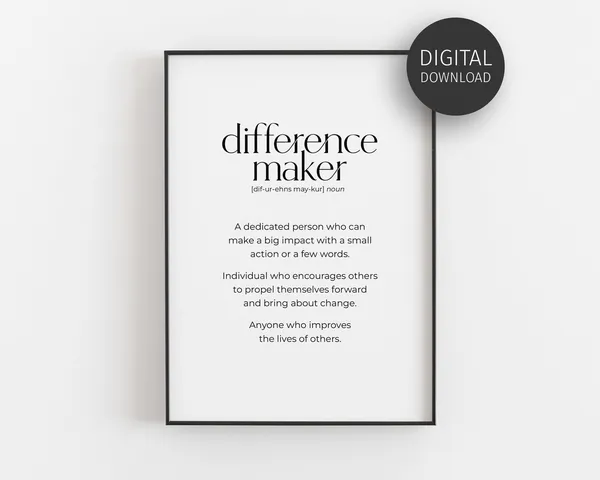 Difference Maker Definition Classroom Poster, Mentor Gift