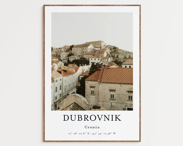 Croatia City Travel Poster, Dubrovnik and Zagreb