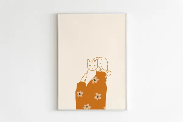 Kitty Cuddles Cat Lover Art Print, Cute Cat