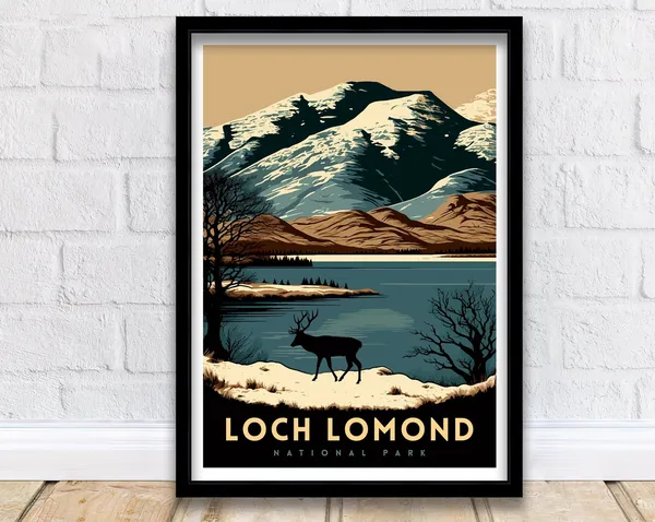 Loch Lomond Travel Poster, Scottish Highlands Print