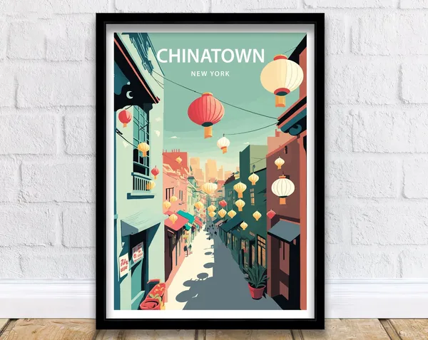 Chinatown New York Travel Poster, New York City