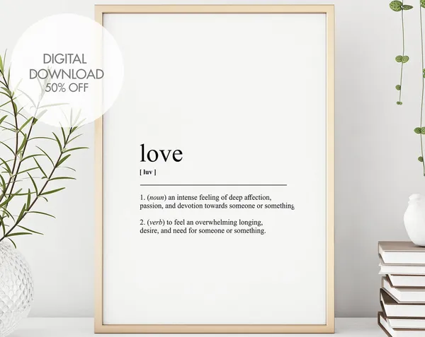 Love Definition Minimalist Dictionary Art Print