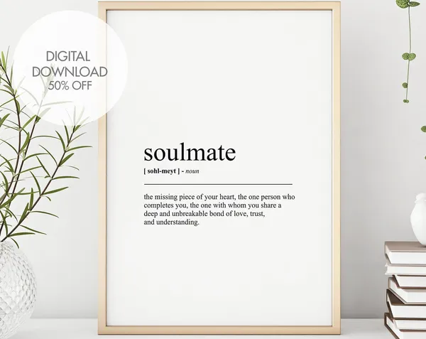 Soulmate Definition Art Print, Valentine Gift
