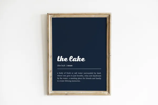 Lake Definition Art Print, Lake House Decor