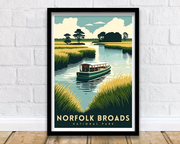 Norfolk Broads Travel Poster, National Park Print