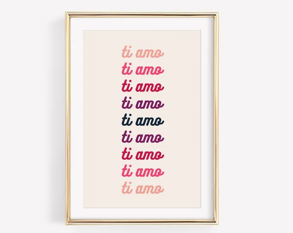 Ti Amo Italian Valentine Art Print, Pink Love Decor