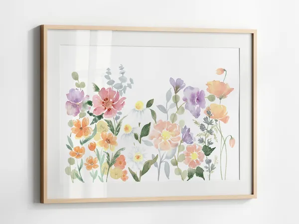Floral Watercolor Wildflower Art Print, Botanical