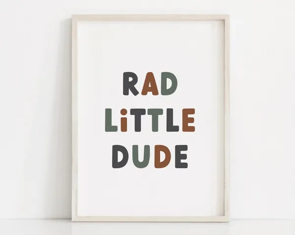 Rad Little Dude Boys Nursery Boho Wall Art Print