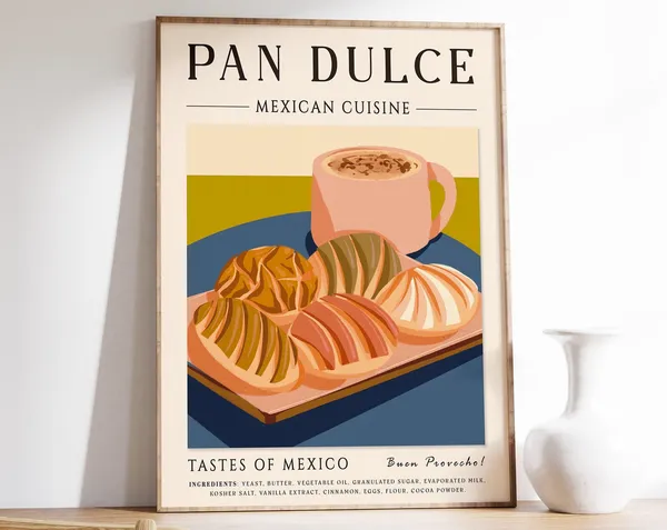 Mexican Food Pan Dulce Travel Poster, Kitchen Decor