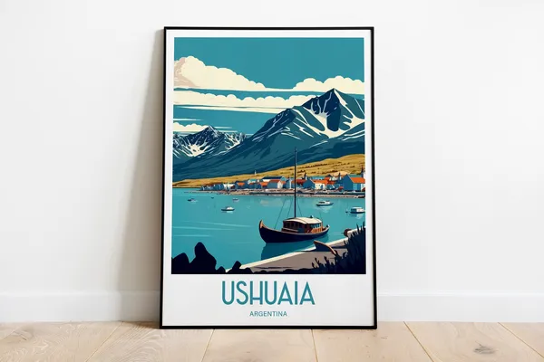 Ushuaia Argentina Travel Poster, Tierra Del Fuego