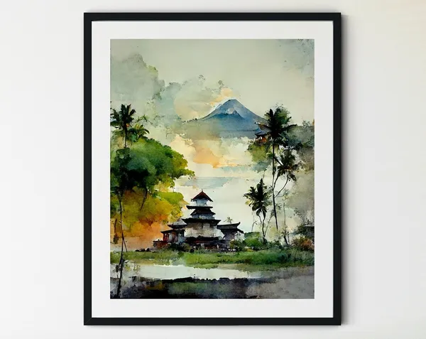 Bali Travel Poster, Indonesian Landscape Art