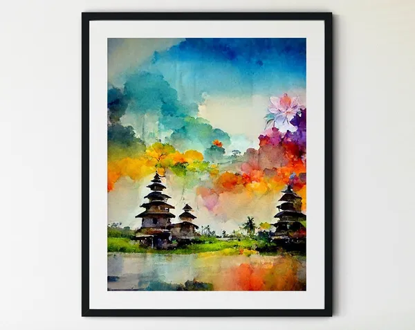 Bali Landscape Art Print, Indonesian Travel Poster