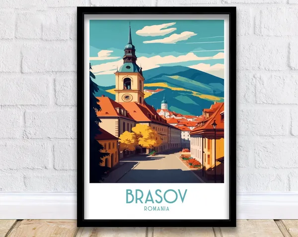 Brasov Romania Travel Poster, Europe Wall Art