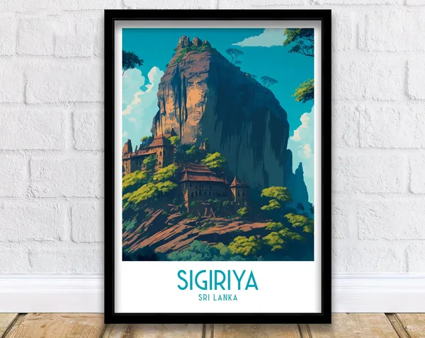 Sigiriya Travel Poster, Sri Lanka Landscape Art Print